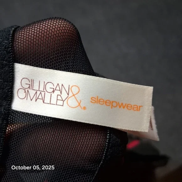 Gilligan‎ & O'Malley Sleepwear Sexy Night Shirt With Hearts Black Size Medium - Picture 4 of 6